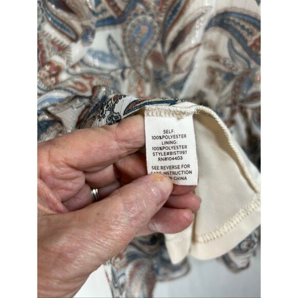 Blu Pepper Boho Peasant Blouse S Sheer Paisley Tiered Long Sleeve Cottagecore - Picture 12 of 14